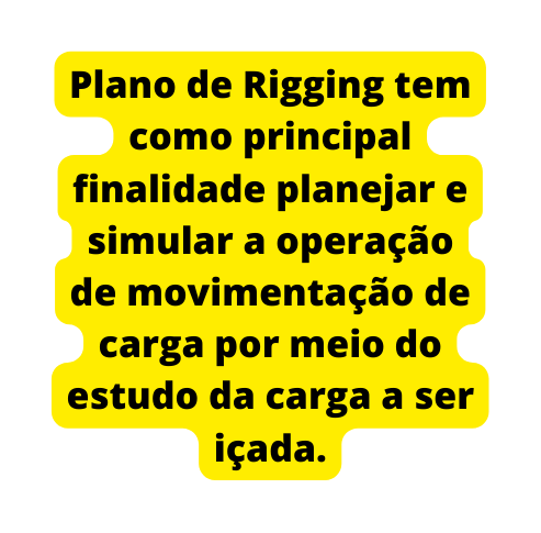 Plano de Rigging tem como principal finalidade planejar e simular a operação de movimentação de carga por meio do estudo da carga a ser içada